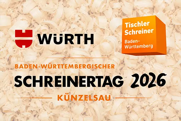 Button Einladung zum Schreinertag 2026 in Künzelsau bei Würth