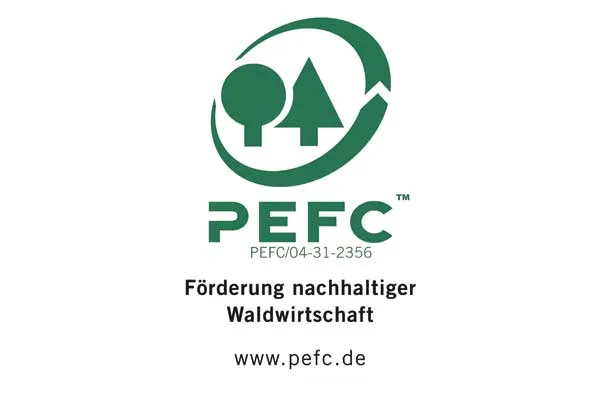 PEFC Logo mit Zertifikatsnummer Schaffitzel Holzindustrie