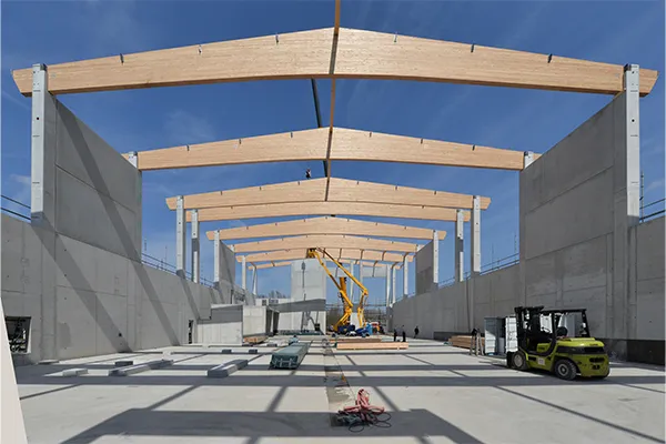 Tragwerk Biovergärungsanlage Leonberg während der Montage