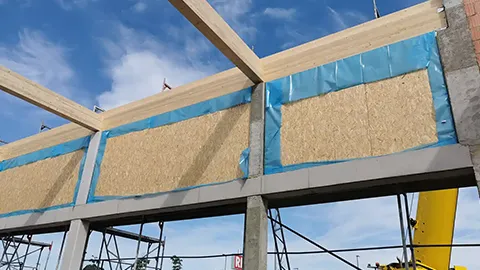 Montage des Dachtragwerks des Netto Marktes in Bad Kreuznach