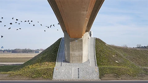 zentrale untere Ansicht des Blockträgers samt Fundamenten der HBV-Brücke Manching