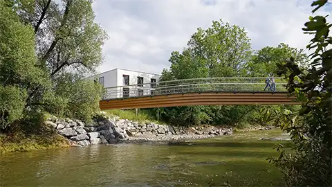 Flussansicht der "Elsbeth-Fueg-Brücke", Wangen im Allgäu
