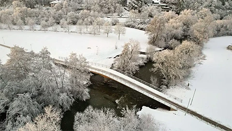 Wehrweidebrücke Frankenberg an der Eder im Schnee