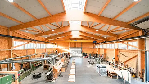 Innenansicht von oben, Holzbau Kiefer, Ortenberg