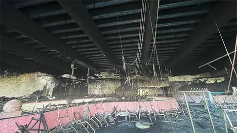 Innenansicht nach dem Großbrand Miramar