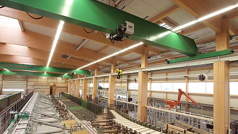 Produktionshalle von innen, Schaffitzel Holzindustrie, Sulzdorf bei Schwäbisch Hall