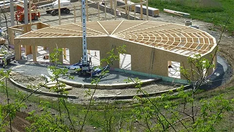 Tragwerk aus Brettschichtholz Feuerwehrgerätehaus Widdern